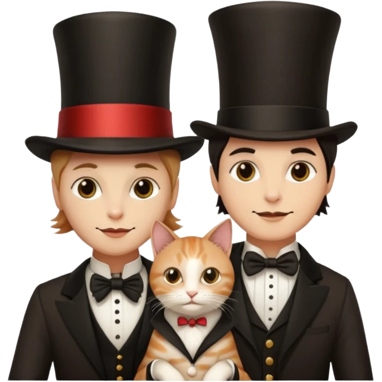 magician couple and their pet cat emoji