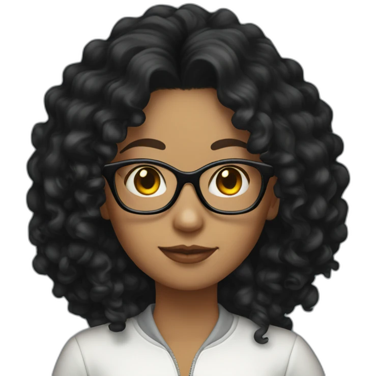 one white woman long curly black hair glasses emoji