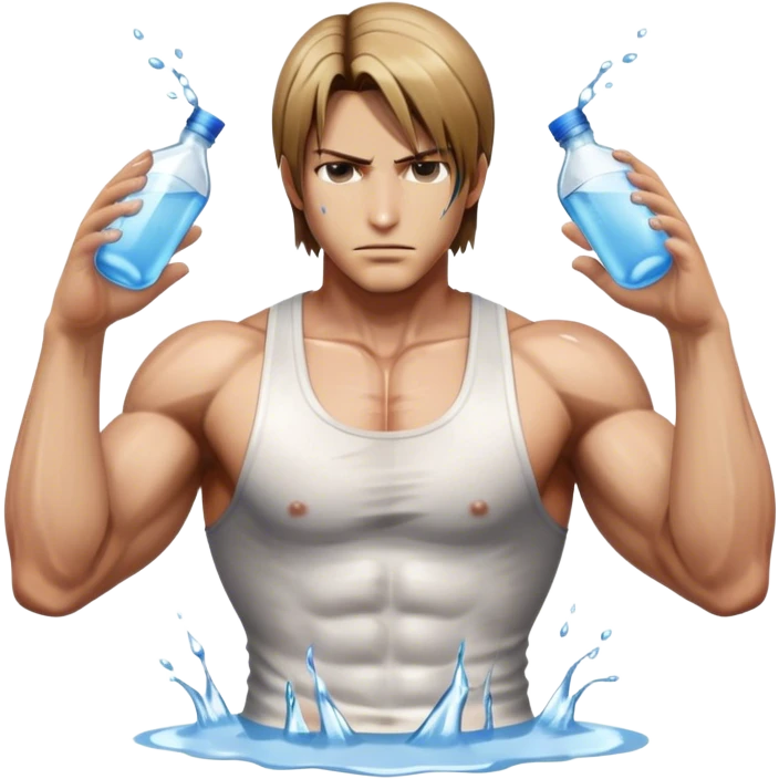 leon kennedy in ripped clothes dripping with water emoji