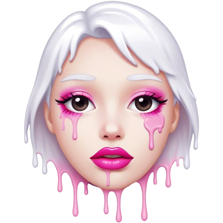 White paint dripping from pink lips emoji