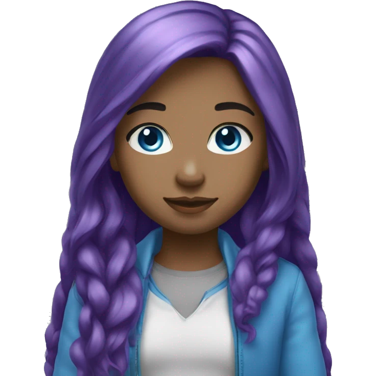 girl (long hair) (purple hair) (blue eyes) (light skin) (salute) emoji