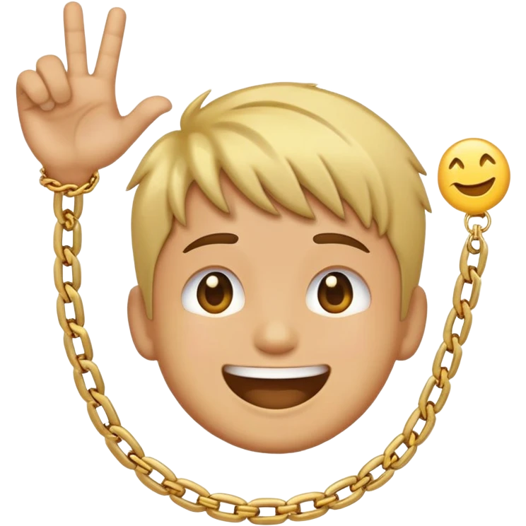 Smiling emoji with a gold chain and a takuache haircut throwing up shakas emoji