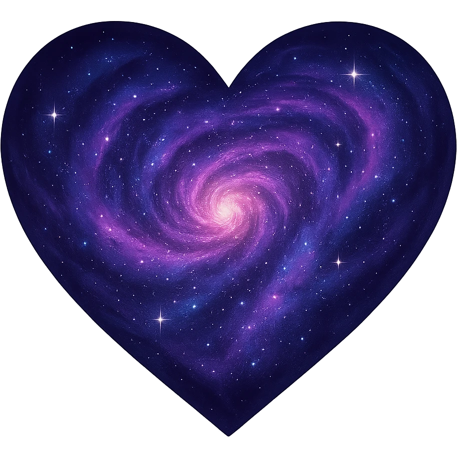 heart with a swirling galaxy core, digital illustration, no background emoji