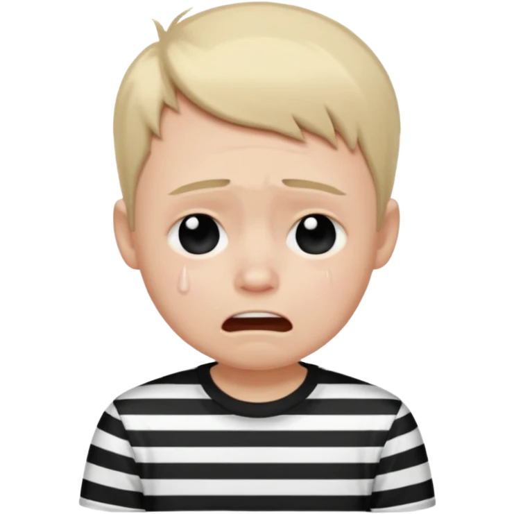 Tişörtü siyah beyaz çizgili ağlayan çocuk erkek emoji