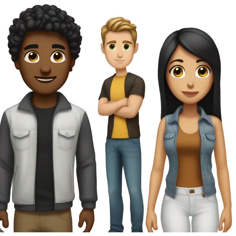 White boyfriend with brown hair and Hispanic girlfriend with black hair emoji