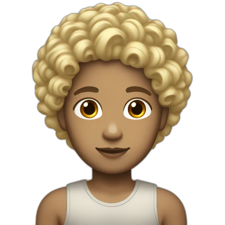 light skin person with bigger jose and black curly hair but the top is blond emoji
