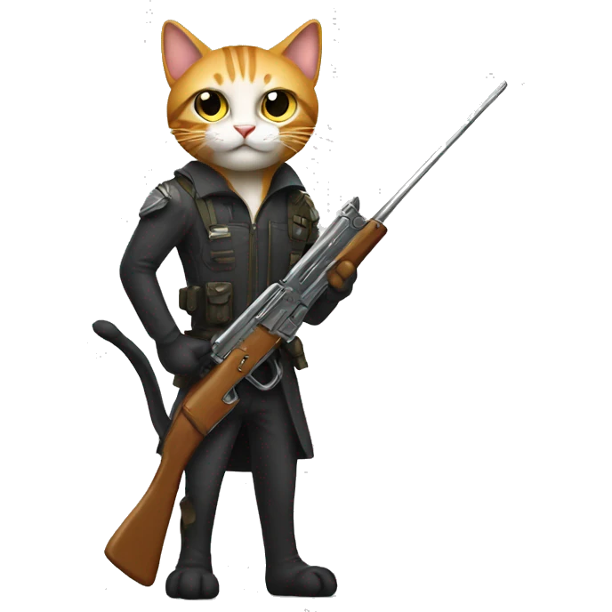 tall cat with weapon emoji