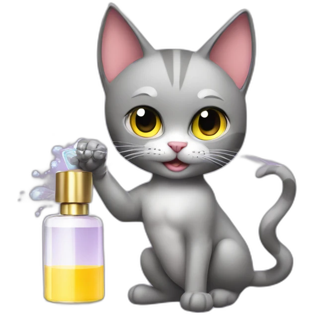 super hero cat spraying perfume on itself emoji