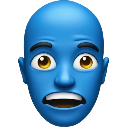 Blue coloured face that show greed expression. Face should be fully shown emoji