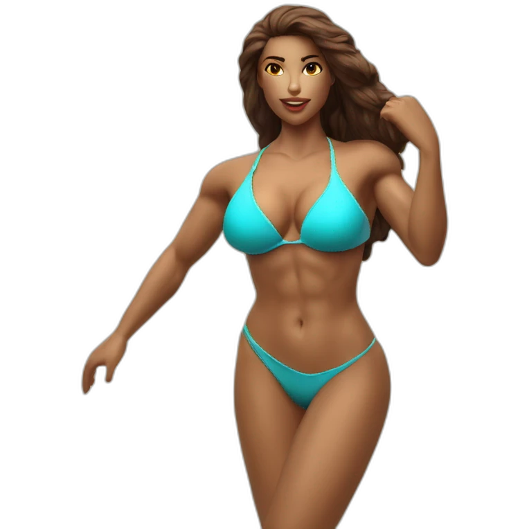 Sexy pose soft fit muscylar body woman beach emoji
