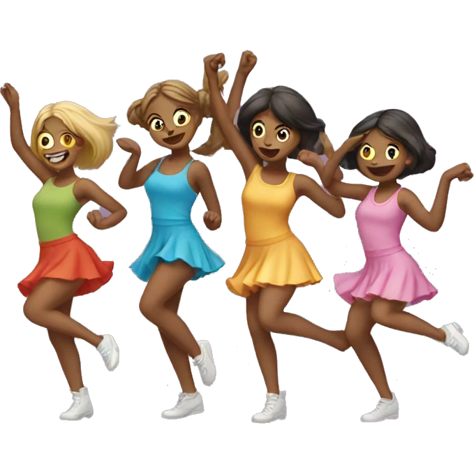 five girls cats dancing emoji