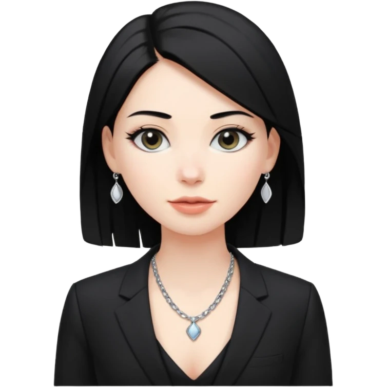 👩🏻‍⚖️ i need an image like this for a political analays with black hair and blck open necked suit emoji
