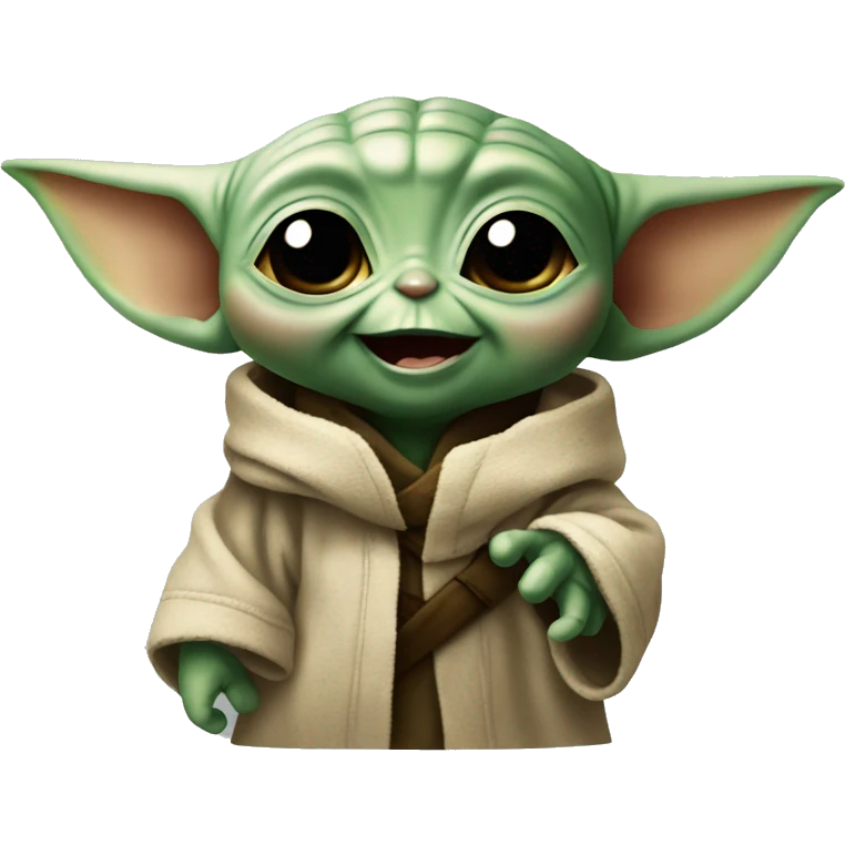 Baby Yoda smiles with open mouth emoji