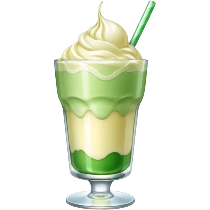 Japanese cream soda green on a glass with ice ice cream vanilla 1 scoop on top emoji