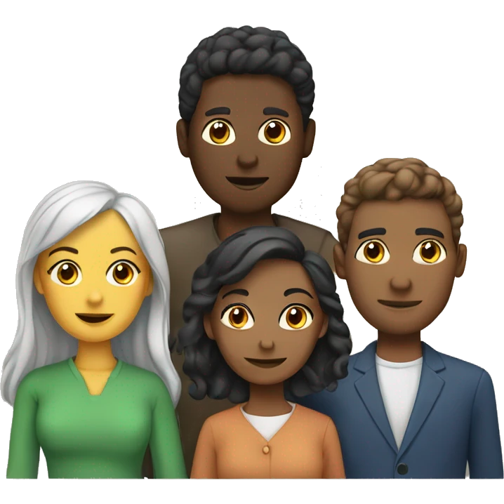 group of four diverse adults writing emoji