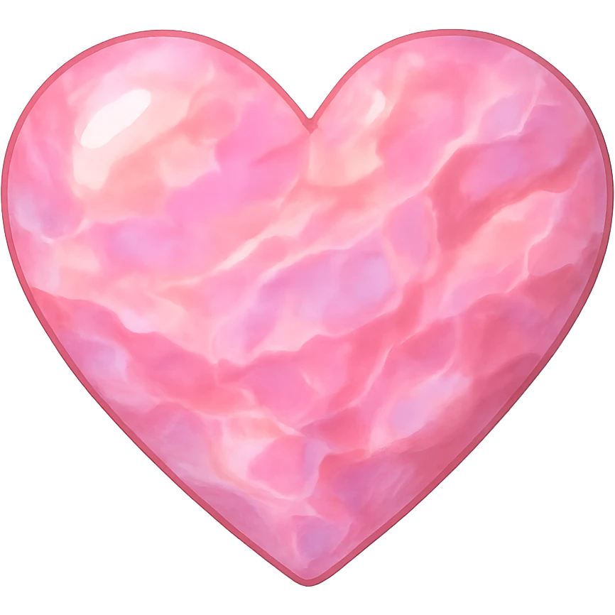 heart with a pink opal gemstone effect, clean digital illustration, no background emoji