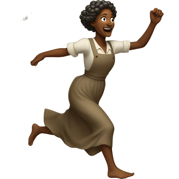huckleberry Finn harvest goddess sprinting, with a large stride and arms outstretched emoji