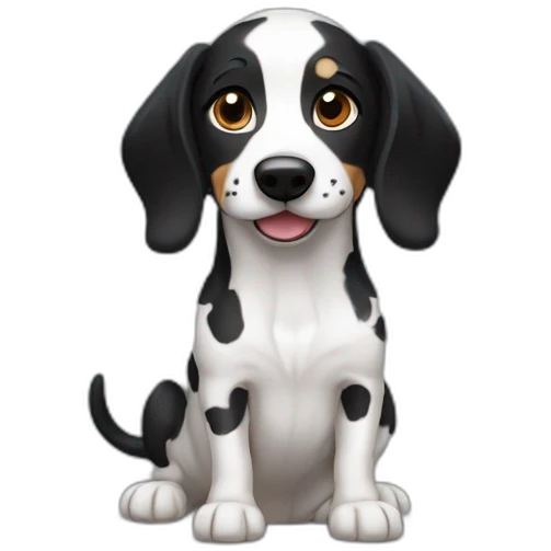 Perro salchicha mini con pelaje negro de dalmata emoji