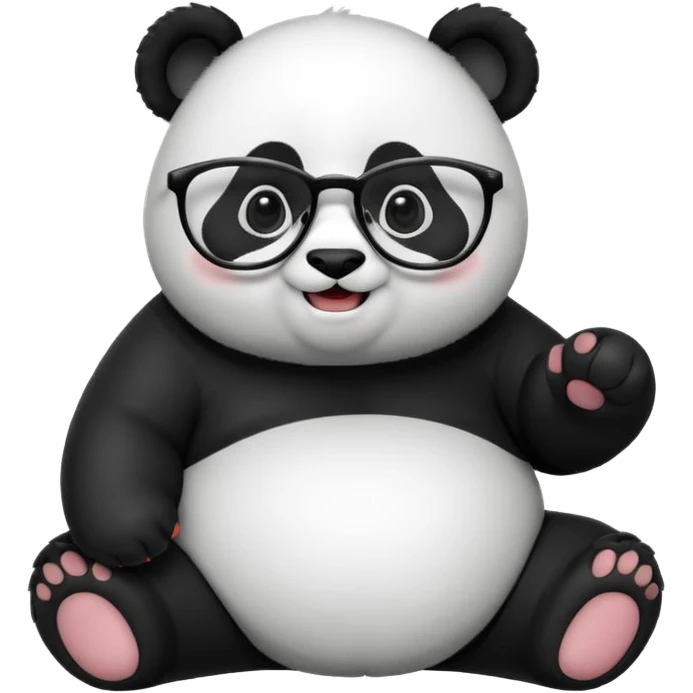 full body of panda wear glasses, front view emoji