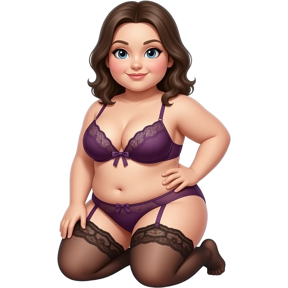 Chubby Wife lingerie on knees emoji
