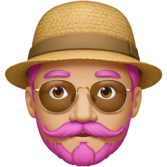 pink-haired mustache man with hat and sunglasses emoji