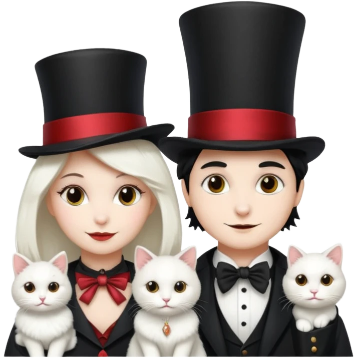 magician couple and their pet cat emoji
