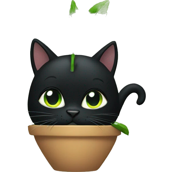 black cat eating a plant emoji