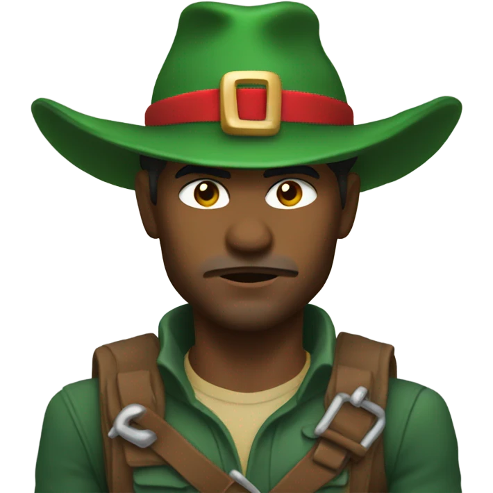 Fierce male ranger wearing santa hat emoji