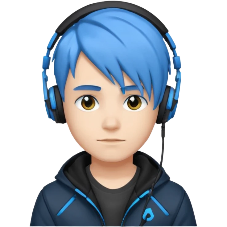 Boy gamer with headset, blue hair, black jacket, 











 emoji