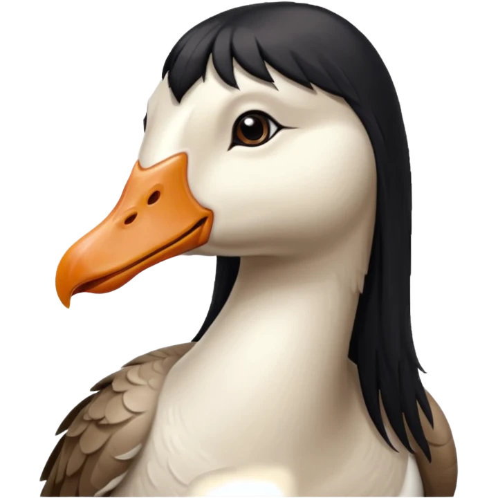 goose with long black hair and bangs emoji