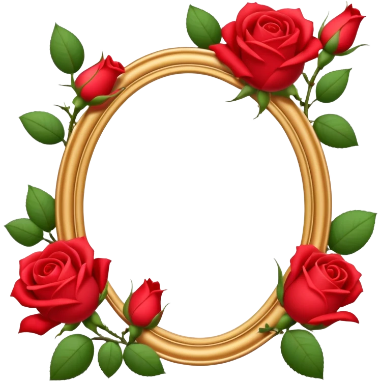Highly detailed Delicate red rosebuds around the outline of photo frame emoji