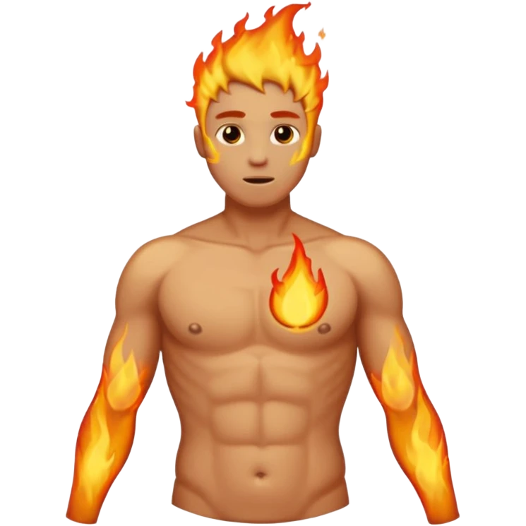 Male torso with left nipple on fire; subtle flame, no head, no arms emoji