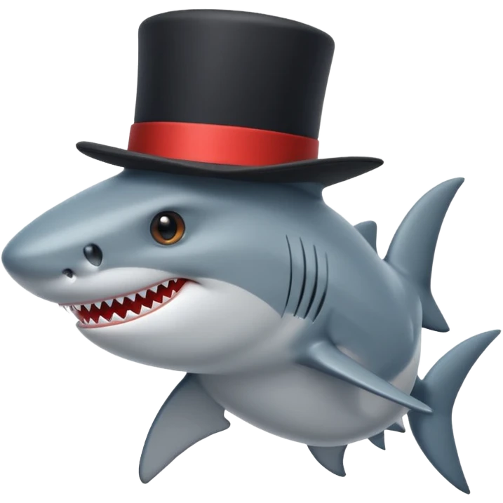Shark with a top hat emoji