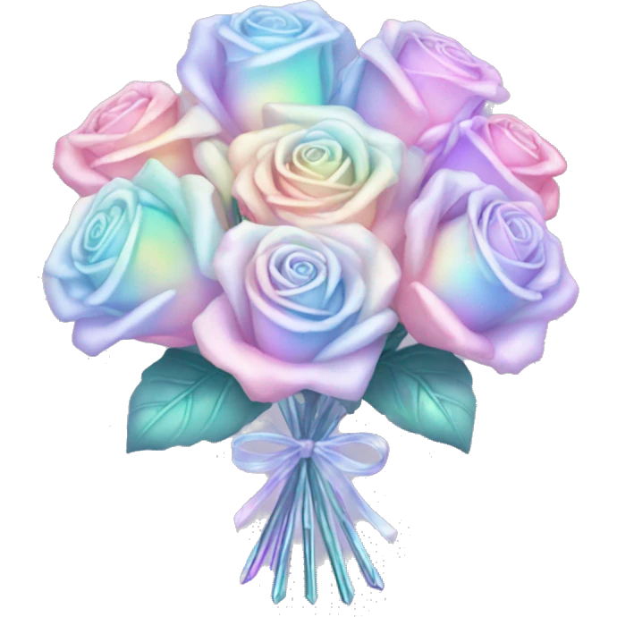 Pale pastel holographic crystal rose bouquet  emoji