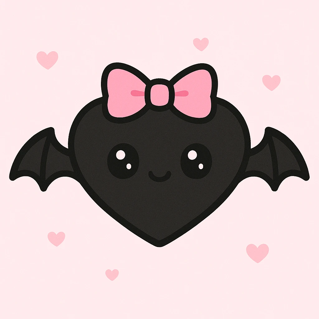 BLACKPINK-inspired gothic object, cute and bold, black and pink colors, kawaii style emoji