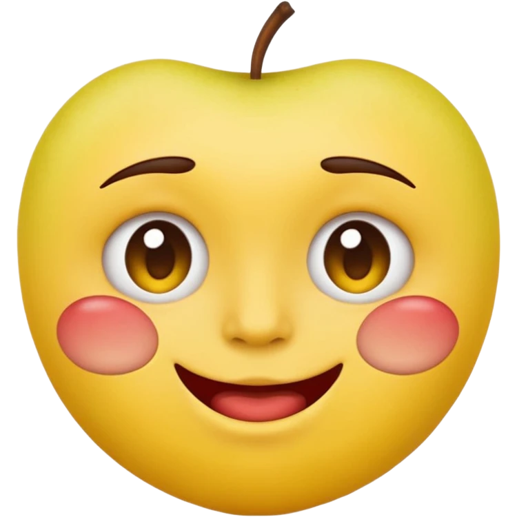 biting lip, round yellow face, realistic apple emoji style, no body, no hands, just the face emoji