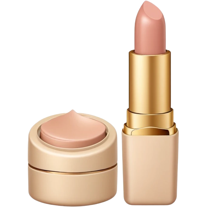 A soft nude lipstick in a minimalist beige shell. emoji