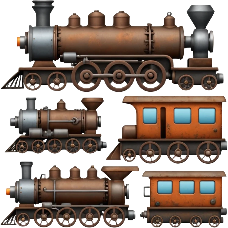 textile machines, locomotives emoji