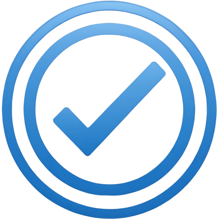 A check mark in a completely blue circle like a max emoji