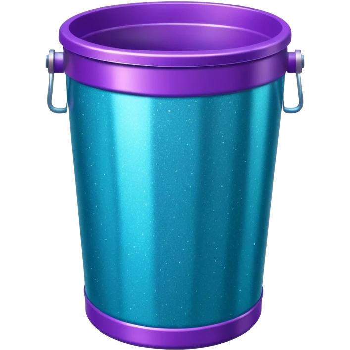 Glitter Purple and Cian  metal rubbish bin emoji