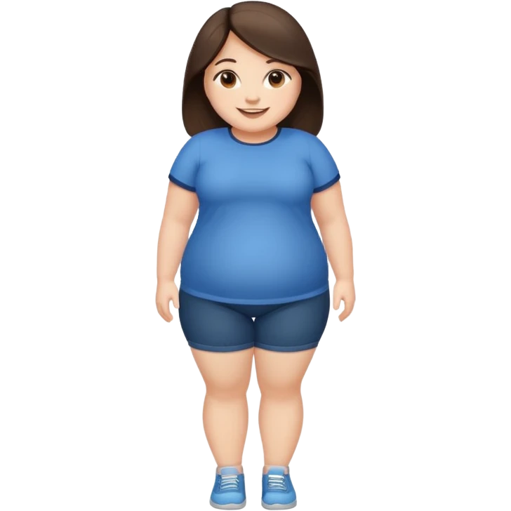 chubby brunette girl with mid length hair posing for a picture. full body picture emoji