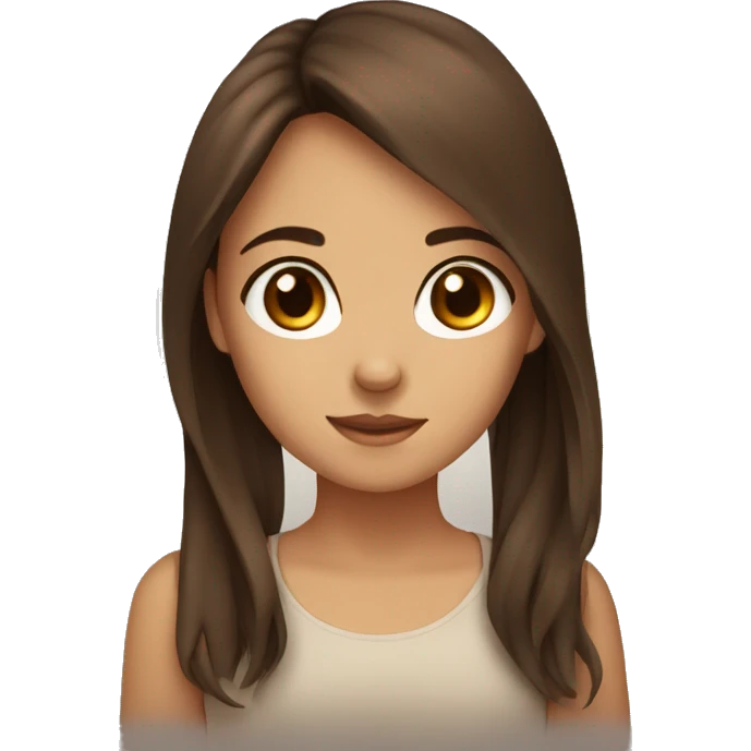 Girl with brown hair brown eyes dog face emoji