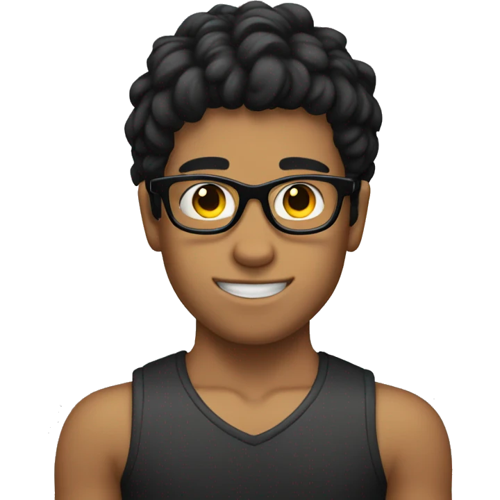 Glasses boy, black hair and muscles  emoji