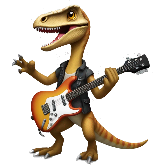 Velociraptor playing a guitar emoji