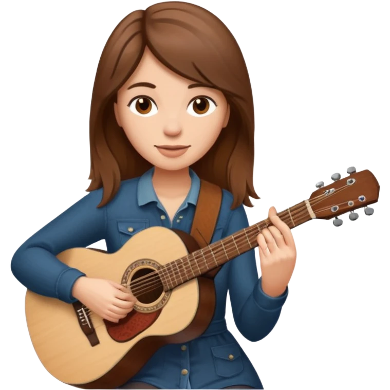 based on this "💁🏻‍♀️" emoji, draw a brown-haired woman playing an acoustic guitar emoji