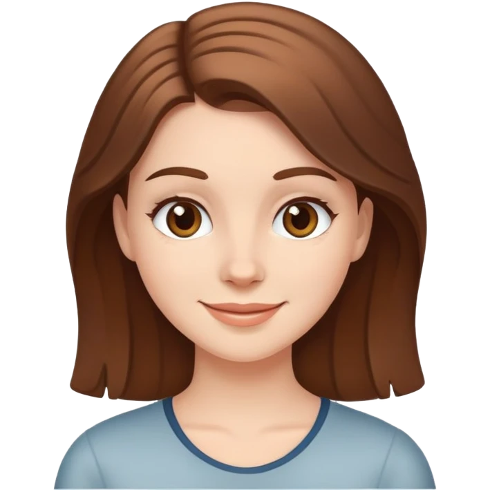White girl with brown hair, friendly smiling face emoji