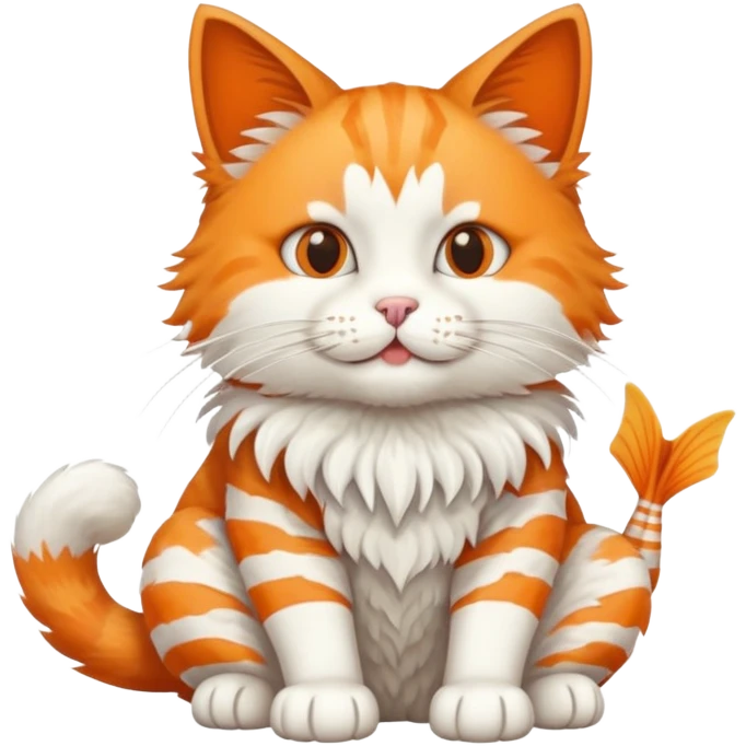 cat full body sitting with fish bones in mouth emoji
