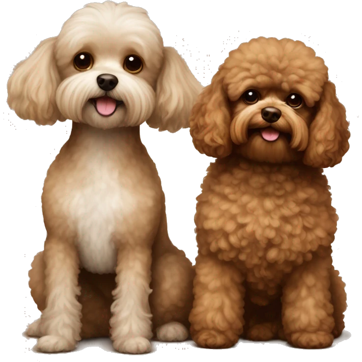 Brown toy poodle and light brown shitzu happy together emoji