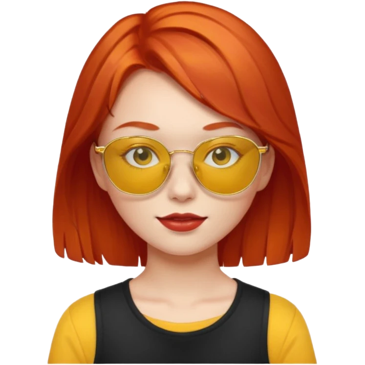 red head girl with yellow sunglasses emoji