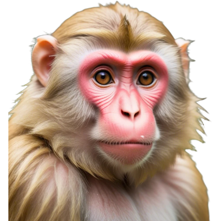 Cinematic Noble Macaque Portrait Emoji, Poised and regal, with a smart, agile build and expressive, deep-set eyes, adorned with soft, detailed fur and a dignified expression, Simplified yet sharp and sophisticated features, highly detailed, glowing with a soft, natural radiance, high shine, intelligent and commanding, stylized with an air of primate nobility, focused and alert, soft glowing outline, capturing the essence of a watchful and confident guardian that appears ready to leap out of the screen with effortless authority! emoji
